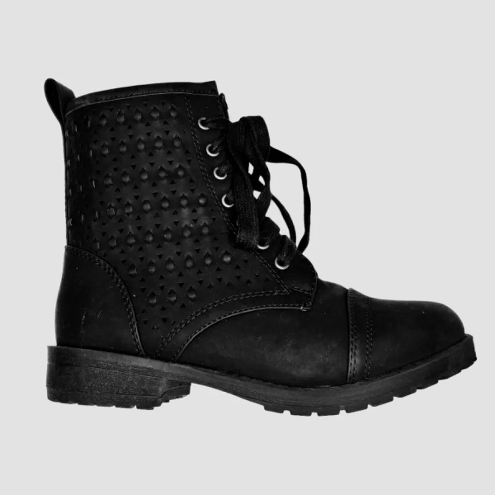 SO American Heritage Ivy Boots‎ Black Girls Size 12 Side Easy Zip Combat Boots